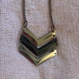Gold and Black Chevron Necklace